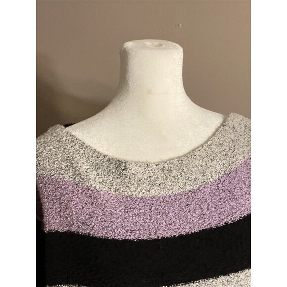 Free People Sz XS Crop Colorblock Sweater Wide Neck Gray Black White Reverse Hem - Picture 3 of 9